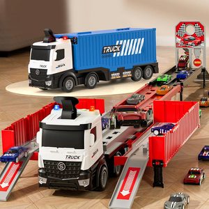 EPT 4Pcs Plastic Kids <strong>Toys</strong> <strong>Light</strong> Music Fire Fighting Scene Storage Ejection Sliding Container Car Race Track Truck <strong>Toy</strong> - Product Image 1