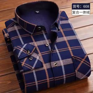 <b>Men</b> Autumn Winter Fleece Warm Shirts <b>Long</b> <b>Sleeve</b> Plaid Lapel Button Wholesale <b>Men's</b> Shirt <b>Tops</b> Fashion Casual Shirt - Product Image 3