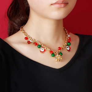 Noël en Stock flocon de neige pendentif collier femmes bijoux cloches colorées avec fleurs cerceau boîte collier ensemble - Product Image 3