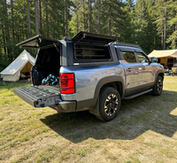 Camper de toit en aluminium à profil bas pour camion avec auvent et couvre-tonneau, panier de rangement suspendu pour benne de camion, tiroirs de rangement verrouillables