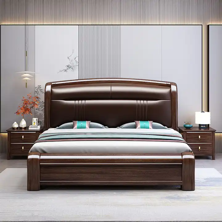 Source Solid Wood Bed 1.8M Double Bed Leather Soft Bag Storage Wedding Bed  Bedroom Furniture On M.Alibaba.Com