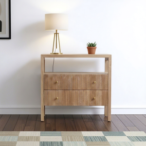 Modern Style High Quality Solid Wood Nightstand with Two Drawers Adjustable Height for Home Hotel Living Room Bedroom Furniture - Product Image 1