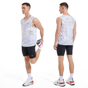 Singlet de course à col rond pour homme en sublimation, personnalisable, respirant, débardeur de marathon, séchage rapide, maille légère, sans manches, pour l'entraînement - Product Image 4