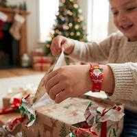Pulsera de Silicona PVC Roja Brillante P2 para Niños, con Diseños de Muñeco de Nieve para Eventos Navideños