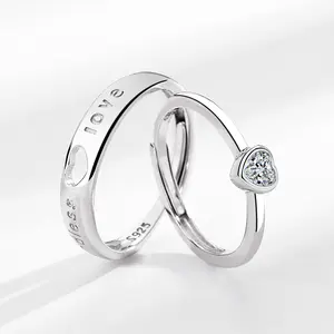 valentines day gift Factory wholesale eternal heart couple fashion minimalist S 925 sterling silver pair ring jewelry