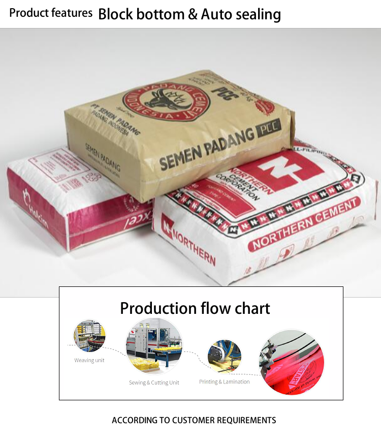 20kg - 50kg Polypropylene Valve Cement Bag Laminated Empty PP Bags