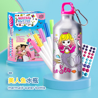 Bouteille d'eau à colorier avec 5 marqueurs Arts and Crafts Kids Colour Your Own Activities Gifts For Girls