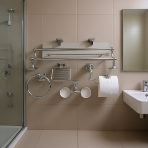 Elite Towel Rack Set 7-Piece Chrome Zinc Alloy Wall Mounted Bathroom Hardware Set - Product Image 2