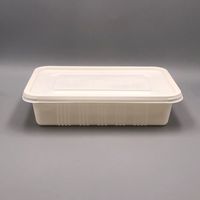 Boîte à lunch jetable biodégradable en amidon de maïs FC650 de 650 ml, style compartimenté, pour la restauration à emporter et les restaurants (vente en gros)