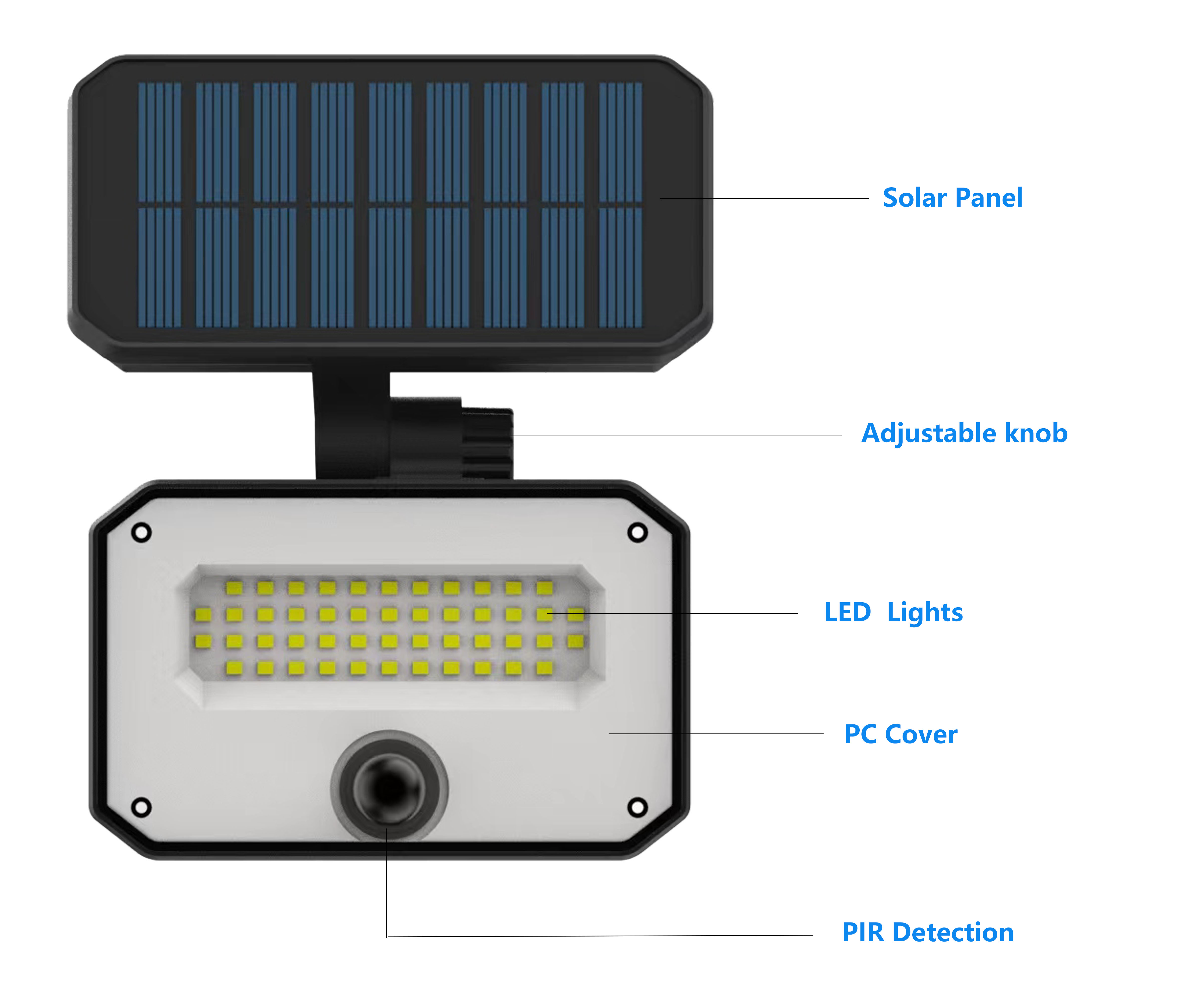 ABE New Products IP65 48 LED Solar PIR Detector Motion Sensor Outdoor Garden Led Wall Light with Remote Controller