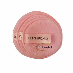 Tampons en tissu microfibre doux de couleur rose <span class=keywords><strong>démaquillant</strong></span> bouffée serviette de nettoyage de visage <span class=keywords><strong>réutilisable</strong></span> Double face - Product Image 5