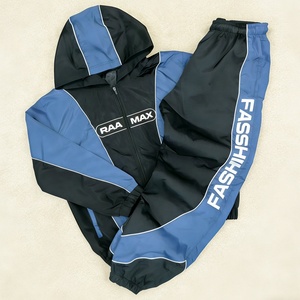 Custom Sweatsuit Manufacturer Embroidery <b>Zip</b> <b>up</b> <b>Jacket</b> Jogger Set Nylon Sweat Pant Windbreaker Tracksuits for Men - Product Image 2