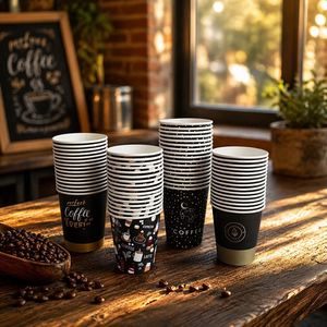 แก้วกาแฟกระดาษแบบผนังเดียวสไตล์อาหรับ ขนาด 4 ออนซ์ 8 ออนซ์ พร้อมฝาปิด ฉนวนกันความร้อน พิมพ์ลายตามสั่ง สำหรับร้านกาแฟแบบนำกลับบ้านในตะวันออกกลาง - Product Image 5
