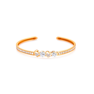 Brazalete de moda en acero inoxidable 316L con baño de oro PVD, diseño de corazón con piedras transparentes para mujer, accesorio de joyería. - Product Image 2