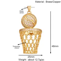 Pendentif tendance en forme de trophée de sport (baseball, football, hockey, haltérophilie), plaqué or 18 carats, pour collier DIY, fournitures de bijoux K75