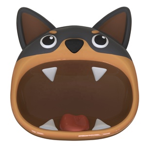 Custom Eco-Friendly Fun Canine-inspired Whimsical Animal <strong>Design</strong> Porcelain Cartoon Big Mouth <strong>Dog</strong> Face Food &amp; Water Feeding <strong>Bowl</strong> - Product Image 1