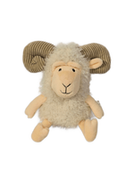 Peluche Mouton Bouclé en Tissu Adorable avec Grandes Cornes, Douce et Rembourrée, Cadeau Apaisant pour Enfants, Anti-Stress Brodé