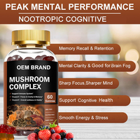 Vitaddiscovery Gommes aux champignons biologiques sans sucre 10 en 1 Lions Mane Reishi Vitamines pour l'immunité Supplément cérébral