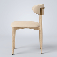 Chaise de salle à manger moderne en bois avec revêtement en cuir lisse, doux au toucher et résistant à l'eau, forme croissant, pour restaurants commerciaux