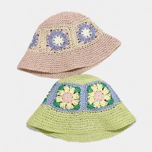 Chapeau de paille pliable avec bord de protection personnalisé, chapeau de soleil en paille, chapeau seau en crochet pour femmes - Product Image 3