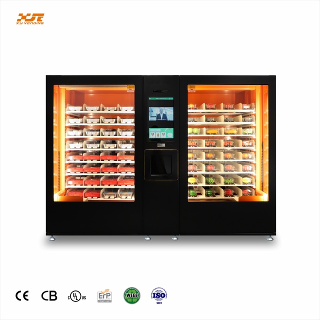 XY Hot Fresh Food Vending Machine with Refrigeration & Heating Functions SDK Enabled Touchscreen Multiple Payment Options