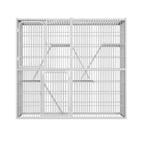 Enclos pour chats en métal blanc, solide, simple, luxueux, moderne, modulaire, à 3 niveaux, double colonne, extensible, 142 cm, avec structure à 15 tubes