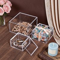 Lot de 3 boîtes de rangement carrées en acrylique transparent personnalisables, écologiques, avec couvercle, pour présentation et organisation polyvalente de souvenirs