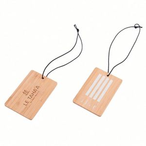 Étiquette à bagages en bambou de luxe personnalisée |   Étiquette d'Accueil pour Clients d'Hôtel |   Cadeau d'accessoire de voyage haut de gamme personnalisé - Product Image 6