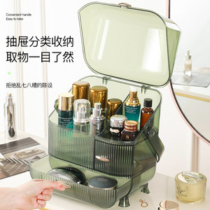 Boîte de rangement cosmétique de luxe 18L avec tiroirs, couvercle translucide, organiseur de maquillage, design moderne minimaliste - Product Image 3