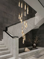 Moderne Personnalisé Goutte De Pluie Longue Grande Décoration Lustre En Verre Cristal De Luxe Villa Escalier Hall D'hôtel Led Suspension