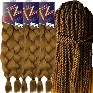 Private Label Hot Water Setting 58 Colors Different Length Pre Stretched Layered End Braiding Hair in Stock Synthetic Hair