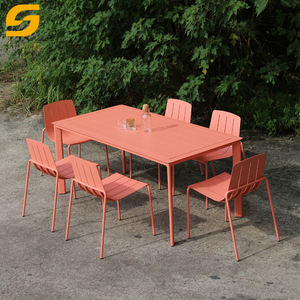 Venta al por mayor moderno al aire libre jardín patio comedor boda restaurante banquete Hotel ceremonia fiesta aluminio mesa y sillas conjunto - Product Image 3