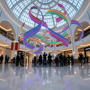 Instalación de luz de onda LED grande para atrio de centro comercial de lujo, pantalla de decoración de luz interior creativa - Product Image 3
