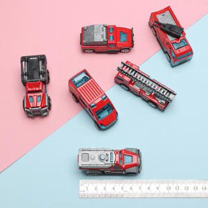 Ensemble de course de modèles de véhicules de chantier et de pompiers en métal coulissant, très vendu à l'international, échelle 1:64, pour enfants de 4 à 6 ans, avec boîte de présentation - Product Image 3
