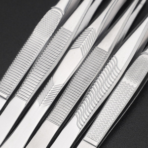 Pince à épiler professionnelle en acier inoxydable pour cils et sourcils, à pointe inclinée, longue, GZ RTS, commande en gros mixte - Product Image 3