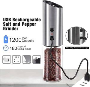 Stainless Steel Rechargeable USB Gravity <b>Pepper</b> Mill Electric Spice Himalayan Salt <b>Pepper</b> <b>Grinder</b> Set Eco-Friendly 170ml Glass - Product Image 3
