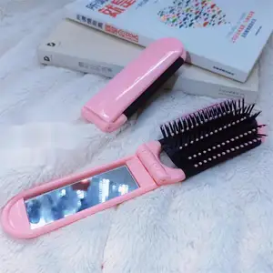 Travel Portable Folding Hair Brush With Mirror Comb Wholesale Hair Care Makeup Detangling Hair Comb
