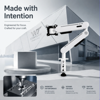 Bras de moniteur à ressort pour bureau à domicile, support de bureau ergonomique à bras unique, réglable en hauteur pour moniteur de 17 à 32 pouces, blanc