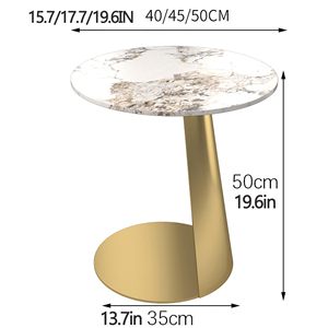 现代碳钢油漆茶几带大理石桌面边桌家居客厅金属框架家具石材材料 - Product Image 3