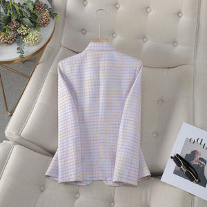 Traje Femenino a Cuadros Nuevo de Primavera Otoño, Estilo Retro, Blusas Informales <span class=keywords><strong>Bonitas</strong></span> y Pequeñas, Blazers Populares para <span class=keywords><strong>Mujer</strong></span> Este Año - Product Image 5