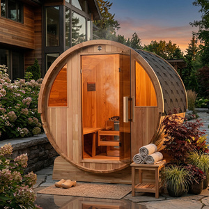 Sauna Exterior de Madera Premium para 2-4 Personas, Cabina de Vapor Seco B2B con Ventana de Vidrio, Techo de Asfalto, Calentador Harvia para Hoteles y Resorts - Product Image 1