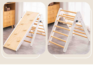 Estructura de Escalada de Madera Maciza para Niños con Tobogán, Forma Geométrica, Marca GQK, para Entrenamiento de Equilibrio en Interiores, Educación Infantil de 1 a 7 Años - Product Image 6