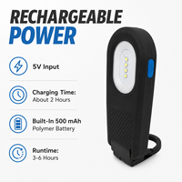 Lampe de camping et de plongée magnétique W554 USB-C rechargeable en ABS, LED UV IP54 5000K Lumière du jour, Modes d'éclairage multiples, 1000 Lumens