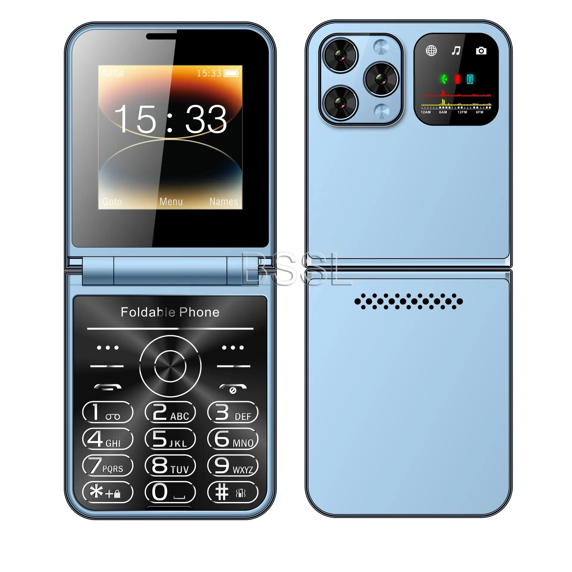 Ponsel portabel 2.55 inci 1000mAh 2G GSM, ponsel cadangan tidak terkunci murah i16pro max dapat dilipat 4 kartu 4 standby