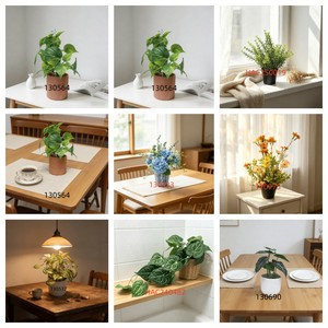 Composizione Artificiale di <span class=keywords><strong>Cactus</strong></span> e Succulente in Vaso di Cemento Scanalato con Ciottoli Bianchi, Pianta del Deserto Finta per Arredamento Casa - Product Image 6