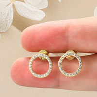 Fine 925 bijoux en argent classique plaqué or rond 1.3mm pleine GRA D couleur Moissanite diamant boucles d'oreilles pour femmes hommes
