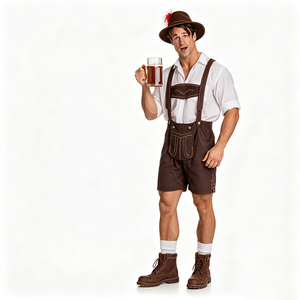Ensemble Lederhosen pour <span class=keywords><strong>homme</strong></span> avec chemise blanche à manches retroussables et broderie marron foncé - Product Image 3