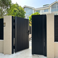 Porte d'entrée en aluminium thermolaqué à panneaux verticaux avec poignée de traction pour maison résidentielle moderne, résistante à la rouille