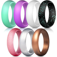Bague de mariage classique personnalisée en silicone de haute qualité pour femme - Alliance éternité avec sertissage barre et forme boule - 5,5 mm de large, 2 mm d'épaisseur