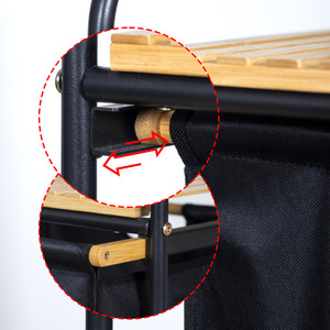 Laundry <b>Basket</b> <b>Storage</b> Rack With Wheels Large Capacity Fabric Black <b>Rectangle</b> Bathroom Standing Type Clothing Drying Racks - Product Image 4
